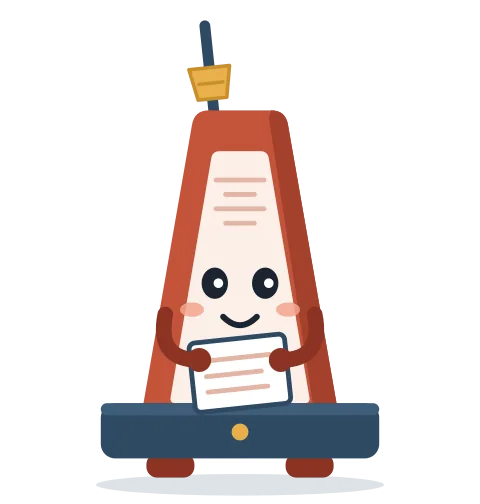 Ticker the metronome reading a note card
